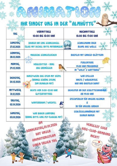 Animationsplan Weihnachten 2025